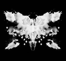 Rorschach test ink blot illustration. Psychological test. Silhouette of black butterfly isolated.  - 333854814