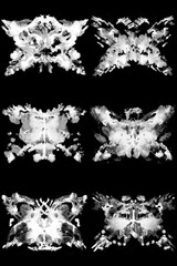 Rorschach test ink blot illustration. Psychological test. Silhouette of black butterfly isolated. 