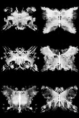 Rorschach test ink blot illustration. Psychological test. Silhouette of black butterfly isolated. 