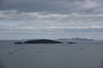 日本の岡山県備前市の美しい島々