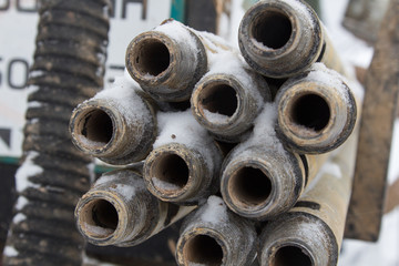 pipes are covered with snow