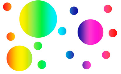 Rainbow circles of different sizes on a white background