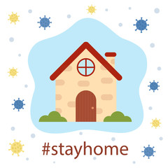 Social awareness poster. Stay home. Coronavirus protection.