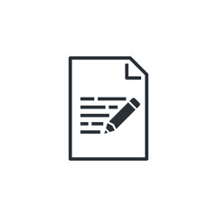 flat vector image on white background, written document and pencil icon