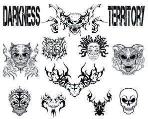 darkness territory necromancer skulls skeletons devil evil horn monsters dead mans mystical creatures
