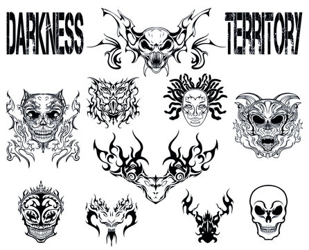 darkness territory necromancer skulls skeletons devil evil horn monsters dead mans mystical creatures