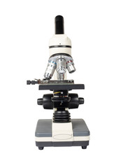 A microscope on a white background