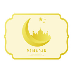 Beautiful yellow ramadan kareem greeting card design with arabic caligraphy