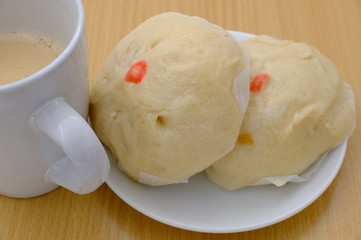 steamed pork buns, chinese dim sum on background