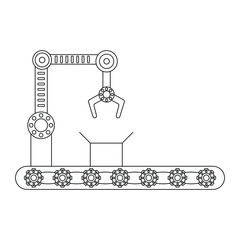 Conveyor assembly line in flat style. Automatic production line concept. Industrial mass production conveyor. 