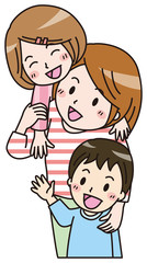 母親　子供　イラスト