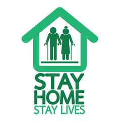 Stay home save lives  quote vector illustration Coronavirus Covid-19 awareness