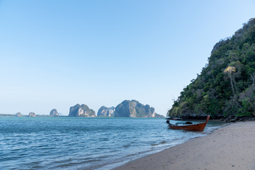 beautiful island with boat at Trang province Thailand