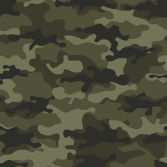 The green camouflage seamless pattern. Military hunting background. Print.