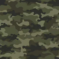 Fotobehang Camouflage Het groene camouflage naadloze patroon. Militaire jacht achtergrond. Afdrukken.