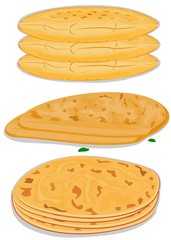 All Chapati indian Roti or Bread Vector