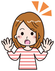 女性　ビックリ　イラスト