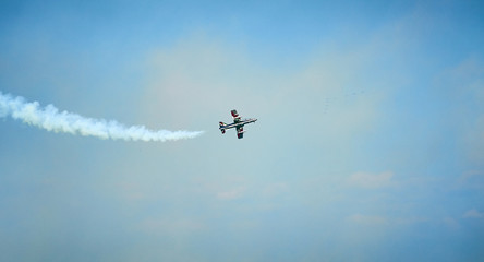 Fototapeta na wymiar Military Air Show at Lake Garda in Italy, Plane type: 