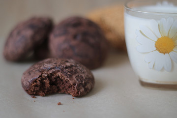 chocolate chip cookies and cup of coffee