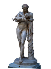 Sculpture of Dionysus holding a child in his arms made of marble