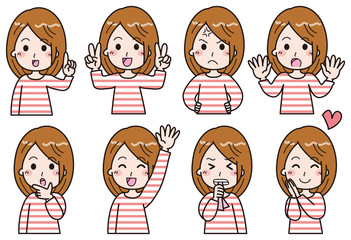  女性　セット　イラスト