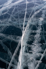 Surface of frozen lake at Baikal Lake, Russia