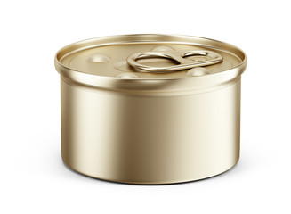 Pet food can on white background - Canned food for dogs, cats. Mockup template for your design. 3d rendering