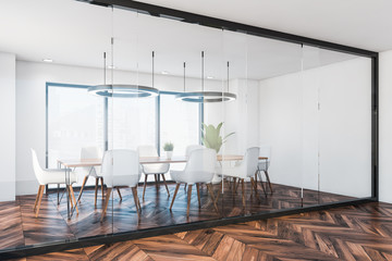 White panoramic office conference room corner