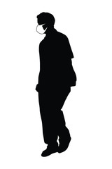 Man with mask silhouette vector