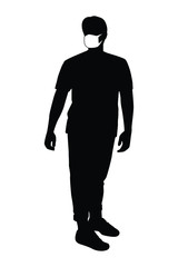 Man with mask silhouette vector