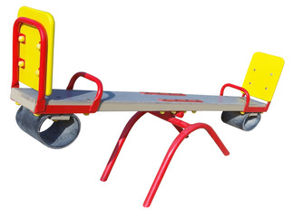 Children's seesaw on a white