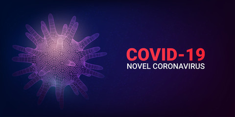 Coronavirus concept background. 2019-nCoV, Virus Covid 19-NCP. Linear outline polygon. Vector illustration