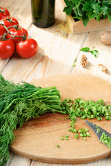 Vegetarian vegetable on a wooden table