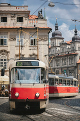 Naklejka na ściany i meble old tram in prague Czech republic