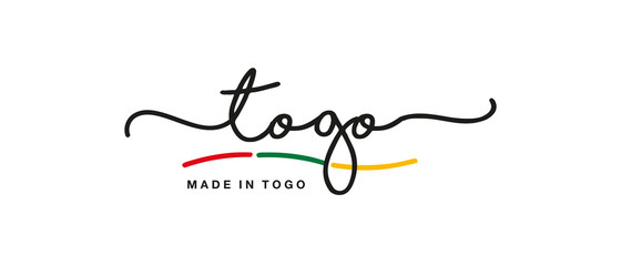Made in Togo handwritten calligraphic lettering logo sticker flag ribbon banner