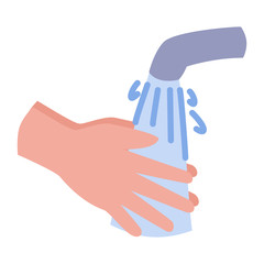 Fototapeta premium wash hand with flowing water with modern flat style icon color or colorful
