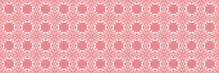 Floral print. White pattern on pink seamless background