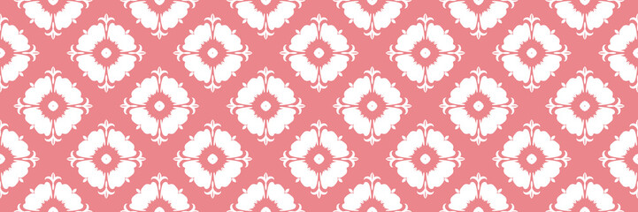 Floral seamless pattern. White design on long pink background