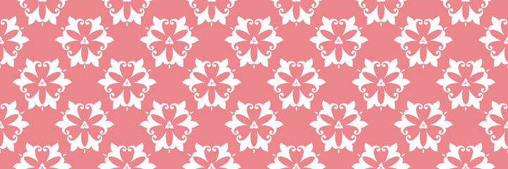 Floral print. White pattern on pale pink seamless background