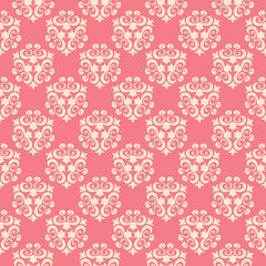 Floral seamless pattern. Pink and beige background