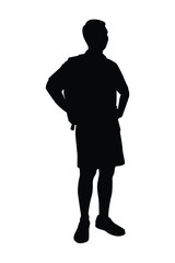 Man with backpack silhouette vector on white