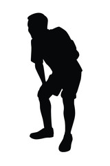 Man with backpack silhouette vector on white