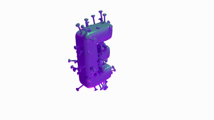 3d coronavirus covid19 letters, letter E creative typography