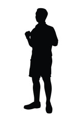 Man with backpack silhouette vector on white
