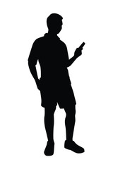 Man with phone silhouette vector on white