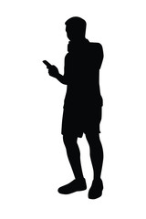 Man with phone silhouette vector on white