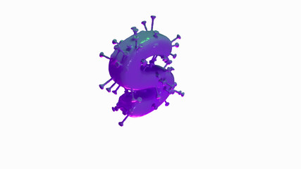 3d coronavirus covid19 letters, letter S creative typography