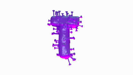 3d coronavirus covid19 letters, letter T creative typography