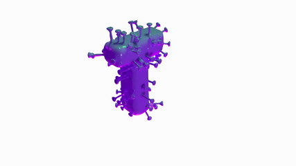 3d coronavirus covid19 letters, letter T creative typography