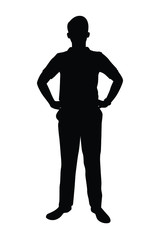 Standing man silhouette vector on white